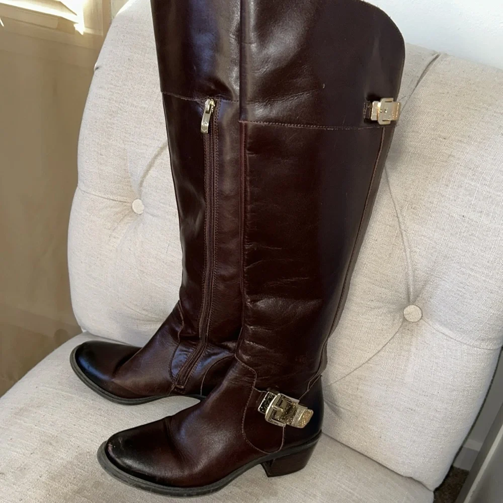 Brown knee high leather Vince Camuto boots - Picture 2 of 11